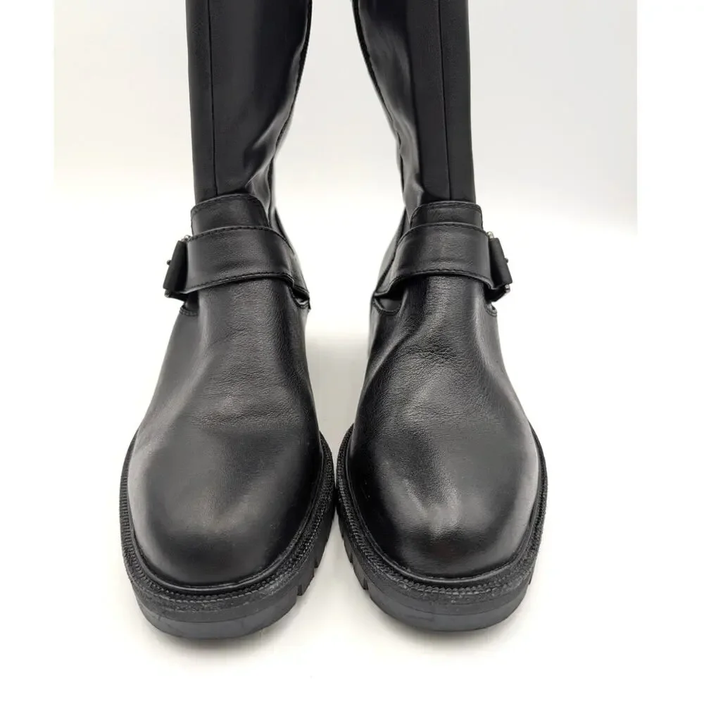 Vince Camuto Abrila Faux Leather Tall Over the Knee Boots Black Size US8M EU39